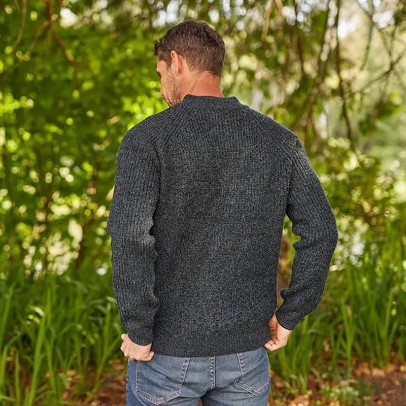 Men's Irish Aran Knit Half-zip Sweater: Killybegs Wool Blend Jumper