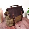 Vintage Waxed Canvas Leather Messenger Bag Retro Laptop