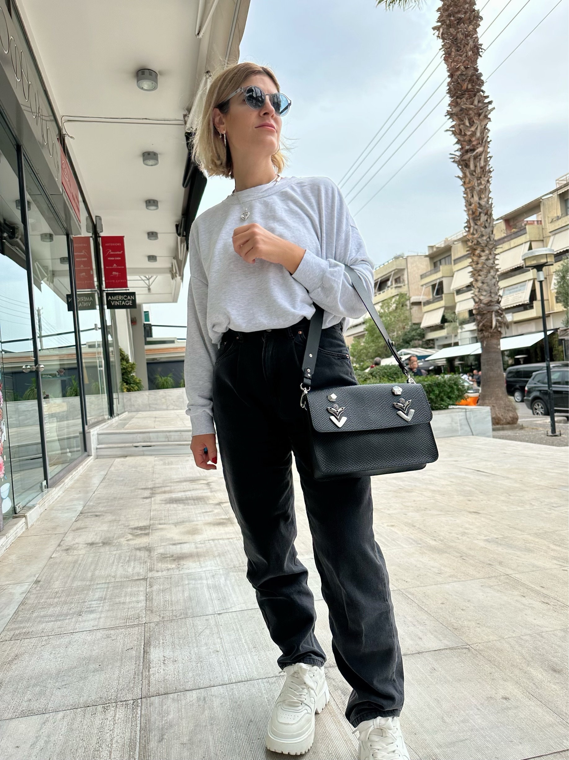 Handmade Black Handbag Full Grain Leather Shoulder Bag