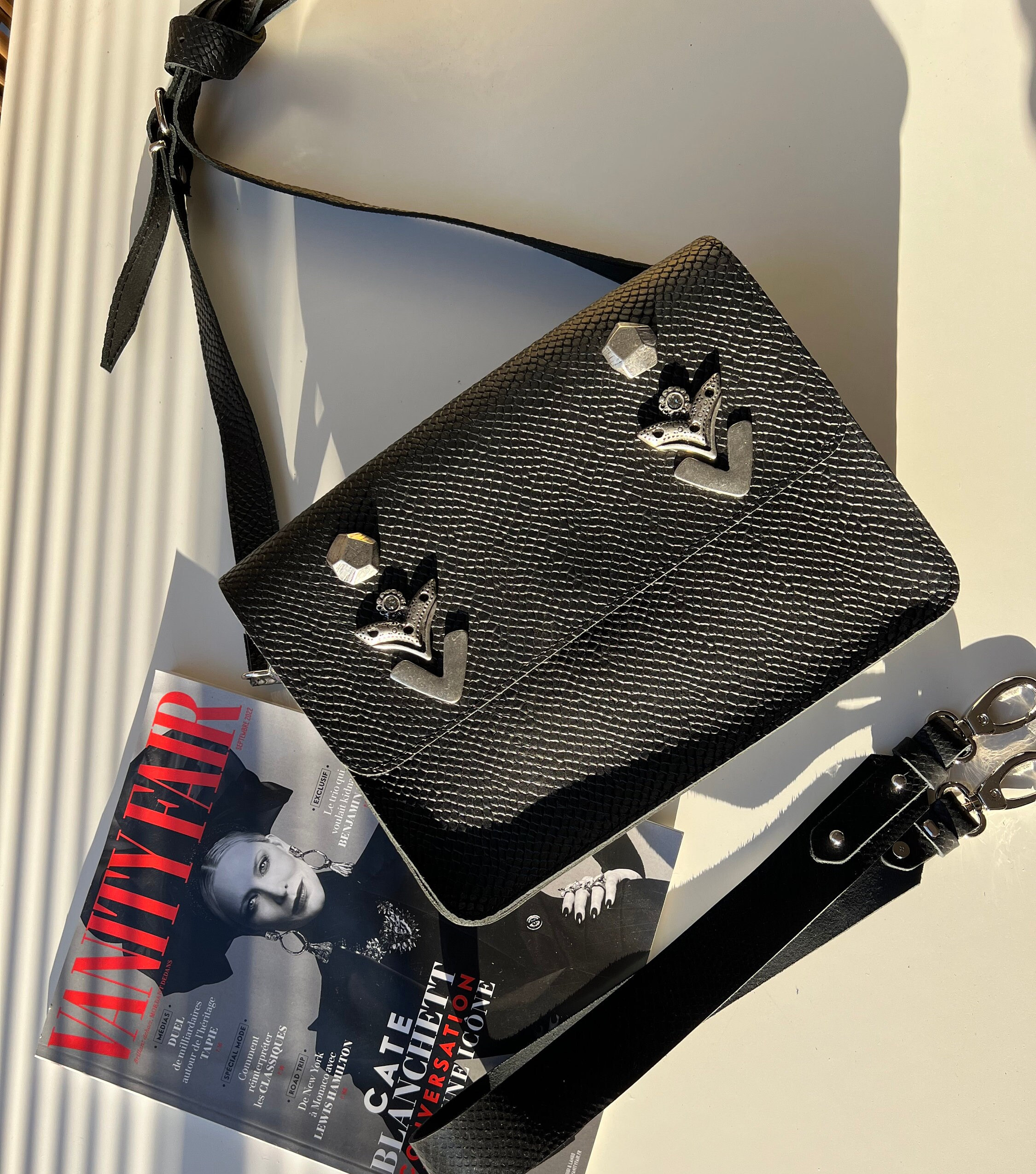 Handmade Black Handbag Full Grain Leather Shoulder Bag