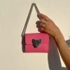 Small Purse Women Top Handle Bag Pink Leather