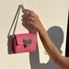 Small Purse Women Top Handle Bag Pink Leather