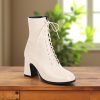 Lace Up Patent Pu Leather Ankle Boots: Retro