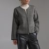 Wool Zip Cardigan For Women Structured Knit Jacket