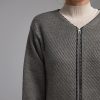 Wool Zip Cardigan For Women Structured Knit Jacket