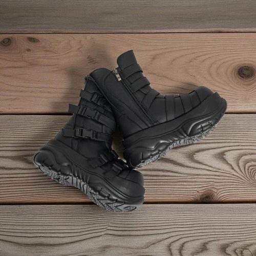 Punk Goth Platform Boots: Thick Bottom Round Toe