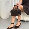 Chic Leather Suede Handbag Small Top Handle Tote