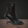 Thick Sole Round Toe Short Boots:side Zipper High